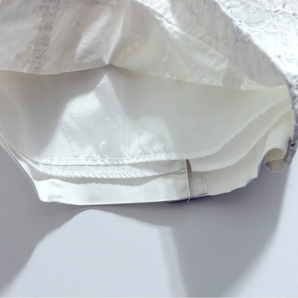 H&M White Eyelet Midi Skirt Floral Lace Crochet Design_4